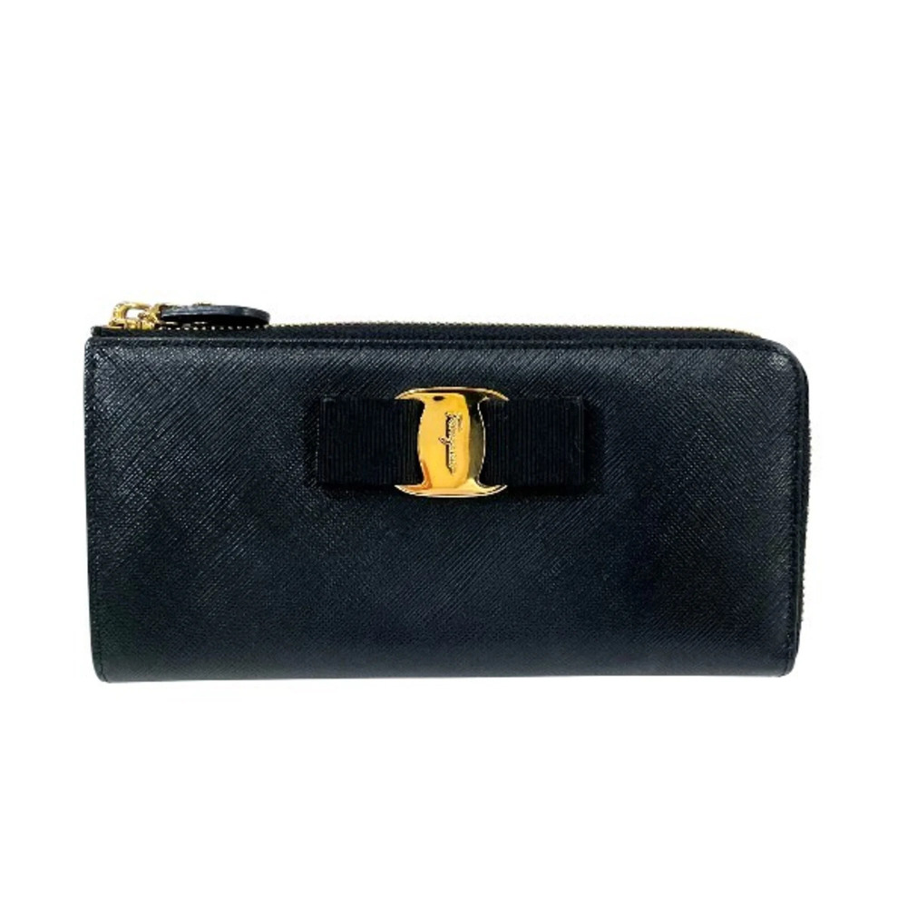 Salvatore Ferragamo Ferragamo Vara Ribbon Black Long Wallet for Women